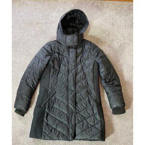 Abercrombie & Fitch Black Puffer Midi Coat Water Wind Resistant Large
